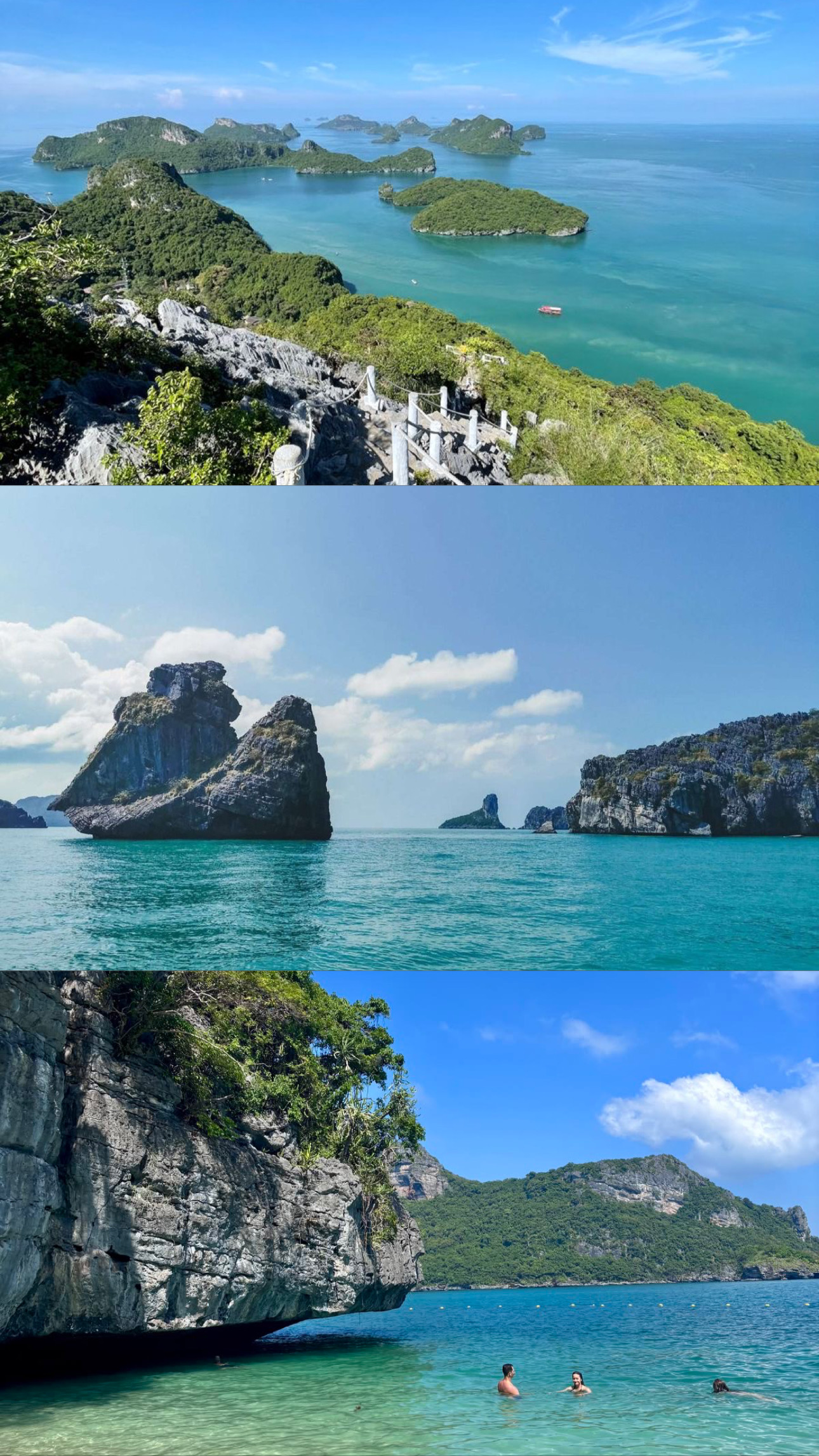 Island viewpoints and clear water in Ang Thong National Marine Park