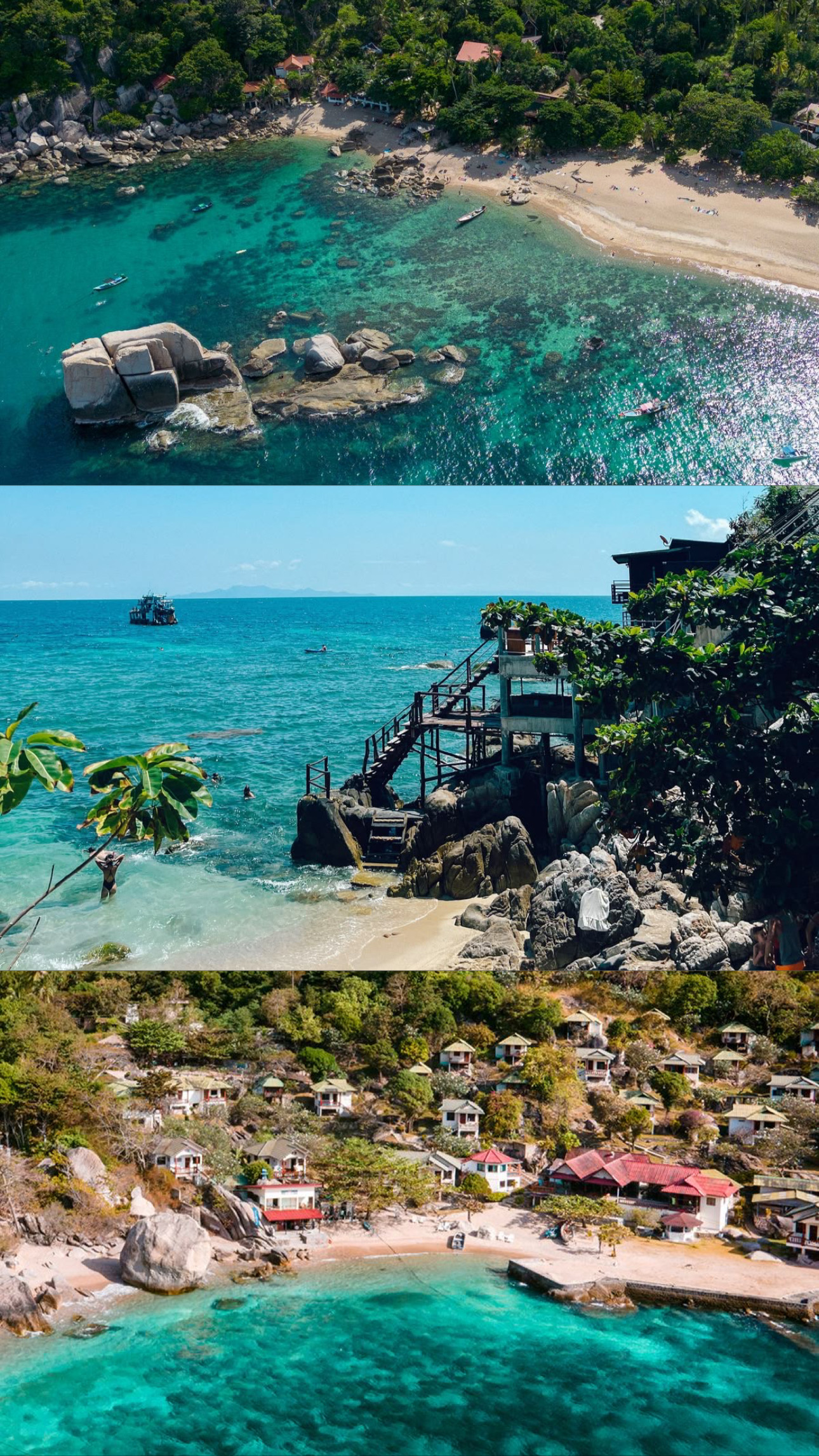 Turquoise beaches and rocky coastline of Koh Tao