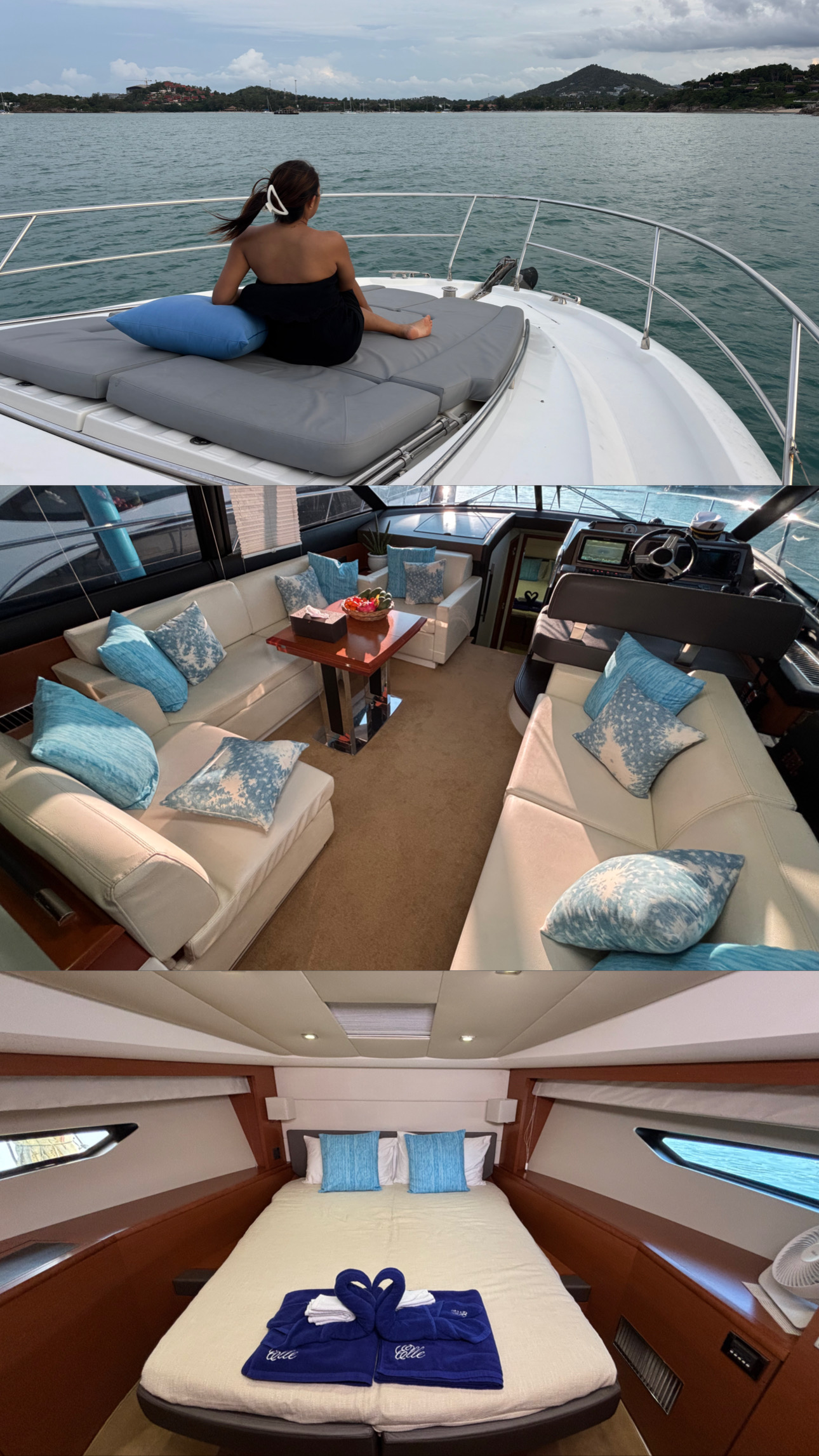 Prestige 500 bow, salon and master cabin