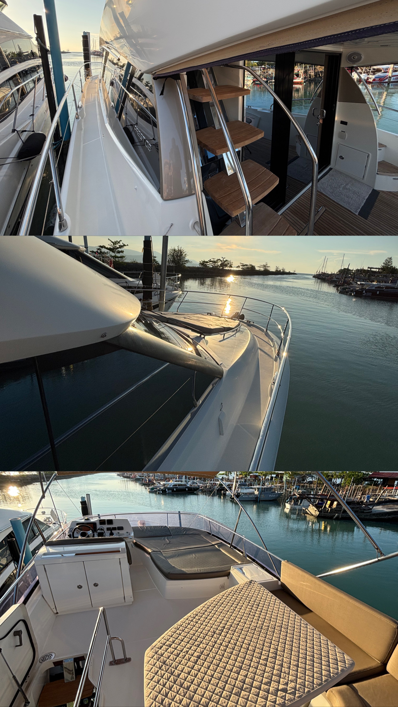 Prestige 500 side deck, bow and flybridge